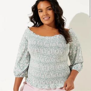 LOFT Beach Floral Print Blouse Off The Shoulder NWT